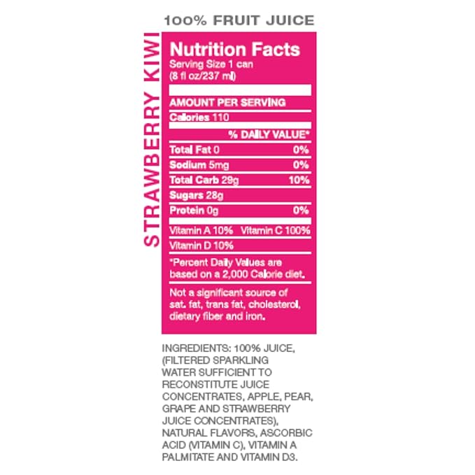 Envy Sparkling 100% Fruit Juice Strawberry Kiwi 8oz (Case of 24)