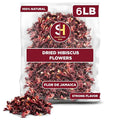 Dried Hibiscus Flowers 6 LB | Herbal Tea | Gluten Free Non GMO | Flor de Jamaica | Caffeine Free Tea | Agua fresca | Strong Flavor | Loose Leaf Tea for Hibiscus Tea | Dried Leaves