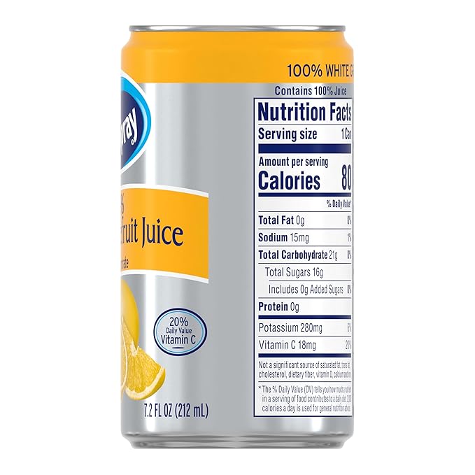 Ocean Spray 100% White Grapefruit Juice 7.2 oz Cans (Pack of 24)