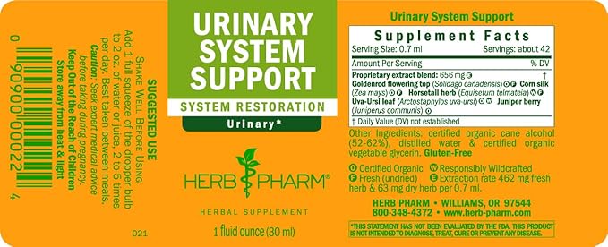 Herb Pharm Urinary System Support Liquid Herbal Formula 1 Fl Oz (Pack of 2)