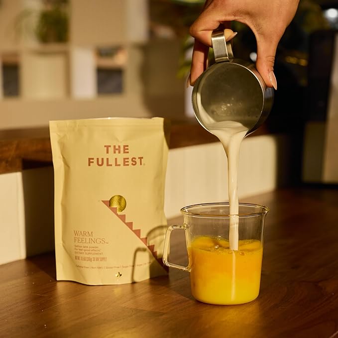 THE FULLEST - Saffron Latte 10 Single-Serving Sachets - Saffron Cardamom and Coconut Milk Based Wellness Powder for Mood and Sleep Support Sugar-Free Vegan and Gluten-Free