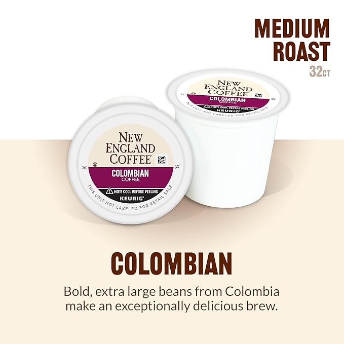 New England Coffee Colombian Supremo Medium Roast Single Serve Pods 32ct Box (Pack of 1)