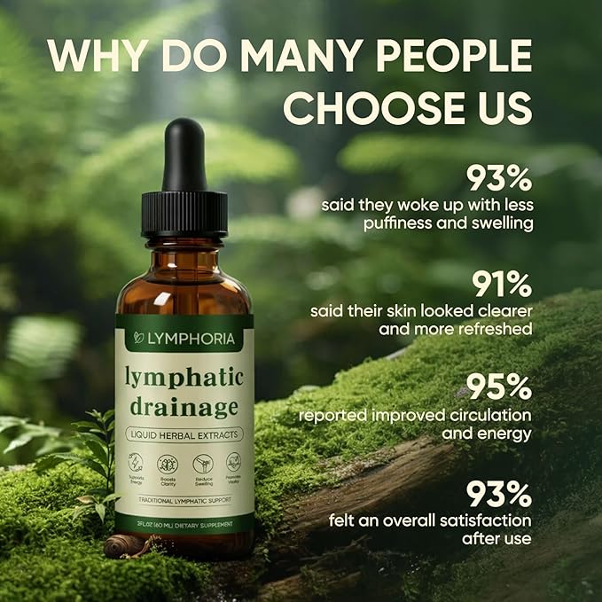 Lymphoria Lymphatic Drainage Drops Lymphatic System Support Immune System Natural Herbal Blends Vegan &amp Non-GMO (1)