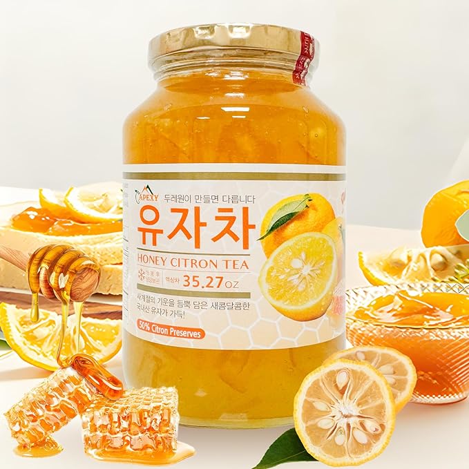 Apexy Authentic Korean Honey Citron Tea Citron Tea Just Add Hot Water Yuzu Marmalade Yuzu for Salad Citron Spread No Artificial Colors Versatile and Natural Delight Made in KOREA 35.27oz (1kg)