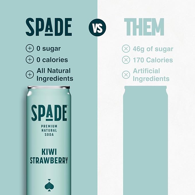 Spade Soda Kiwi Strawberry 12 fl oz (Pack of 12)