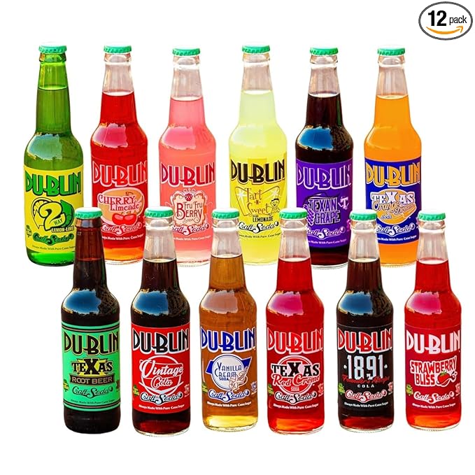 Dublin Bottling Works Craft Soda Pure Cane Sugar Made in Texas – Assorted 12-Pack – Premium Small-Batch Soda Gluten-Free Retro Artisanal Beverages (12 Pack Variety Case #1)