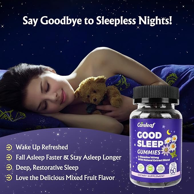 Sleep Gummies No Melatonin - Kids Sleep Gummies with L-Theanine Magnesium &amp Herbal Blend 60 Vegan Sleep aids for Adults Reduces Nighttime Overthinking