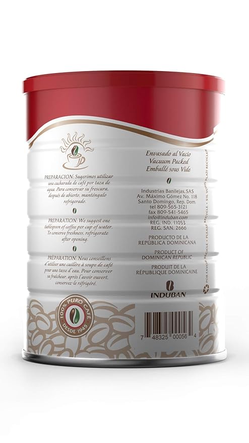 Café Santo Domingo 10 oz Can Ground Coffee Medium Roast - Product from the Dominican Republic (Pack of 4)