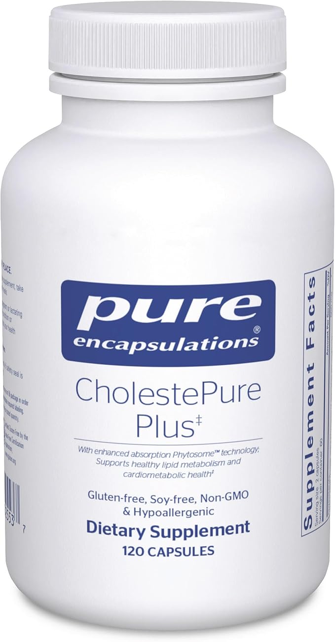Pure Encapsulations CholestePure Plus 120's - Supports Lipid Metabolism &amp Heart Health* - Berberine Supplement - with Citrus Bergamot - Gluten Free &amp Non-GMO - 120 Capsules