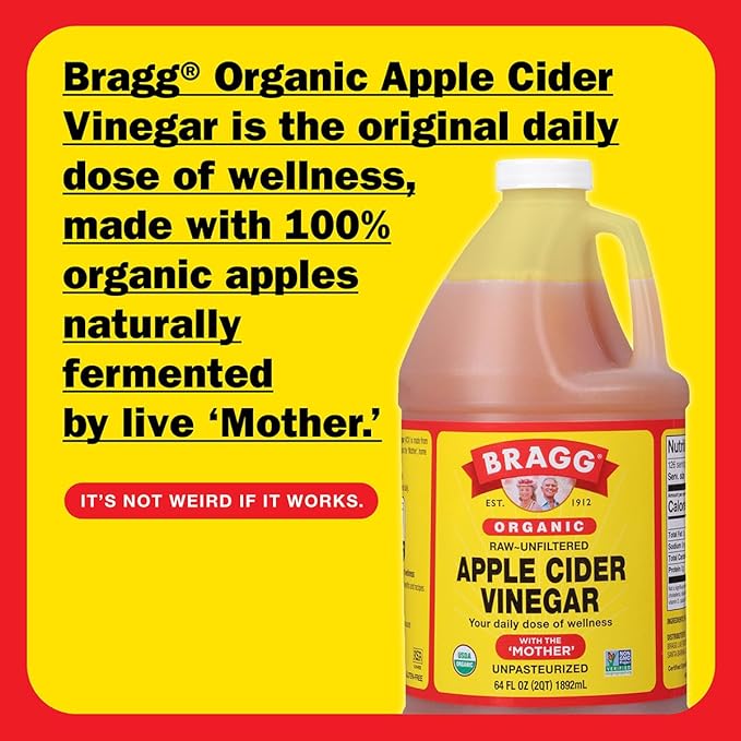Bragg Organic Apple Cider Vinegar 64oz with the Mother + Bragg Liquid Aminos All-Purpose Seasoning 128oz