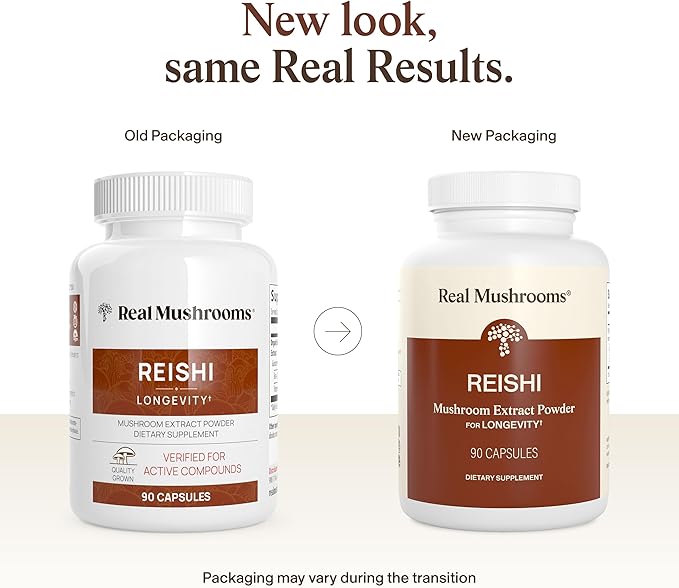 Real Mushrooms Reishi Mushroom Capsules - Handpicked Organic Mushroom Extracts - Red Reishi for Tranquil Daily Wellness with Verified Beta Glucans Vegan Non-GMO No Grain Fillers 90 ct