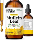 Wild &amp Organic Mullein Drops for Lungs - Herbal Detox and Cleanse - Mullein Leaf Extract for Lungs with Echinacea - Verbascum Thapsus Tincture - Vegan Sugar &amp Alcohol-Free Liquid Supplement -