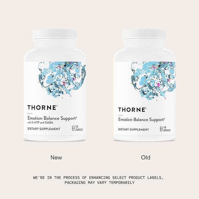THORNE - Emotion Balance Support - Supports Mood &amp Stress Management* - Vitamins B6 B12 &amp C 5-HTP GABA Rhodiola Folate (5-MTHF) &amp L-Tyrosine - Third-Party Certified - Gluten-Free - 12