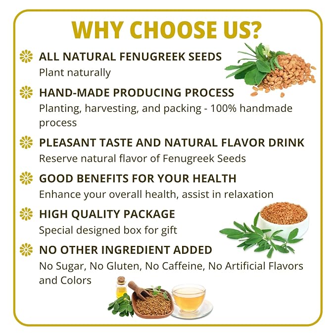 VIDA FARM 125 Fenugreek Tea Bags 100% Natural Fenugreek Herbal Tea No Additives No Caffeine No Sugar