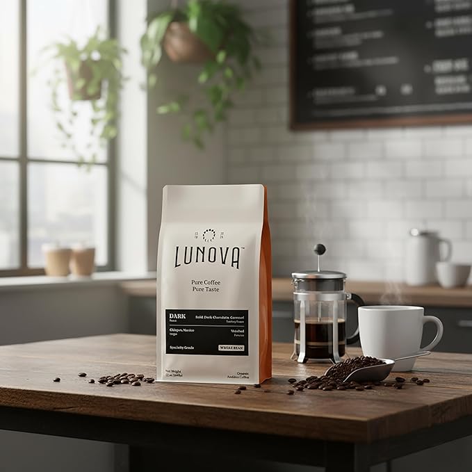 Lunova Organic Mold-Free Ground Coffee | Single-Origin from Chiapas Mexico | Specialty-Grade Third Party Tested (12 oz Light Roast)