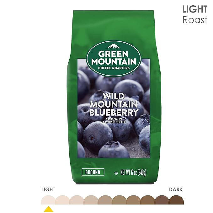 Green Mountain Coffee Roasters Wild Mountain Blueberry Ground Coffee Flavored Light Roast Bagged 12 Oz 1 Count (Pack of 2)