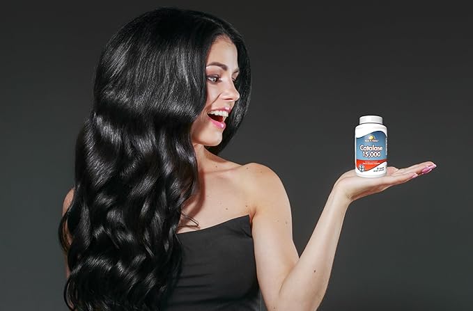 Rise-N-Shine Catalase Supplement 15000 - Powerful Antioxidant Enzyme for Hair Health - Hair Supplements for Strong Hair - 90 Capsules - Pack of 3 Full Size Bottles (90-Day Supply)