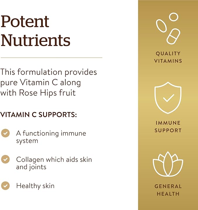 Solgar Vitamin C 1000 mg with Rose HIPS 250 Tablets - Antioxidant &amp Immune Support - Overall Health - Supports Healthy Skin &amp Joints - Non-GMO Vegan and Kosher - 250 Servings
