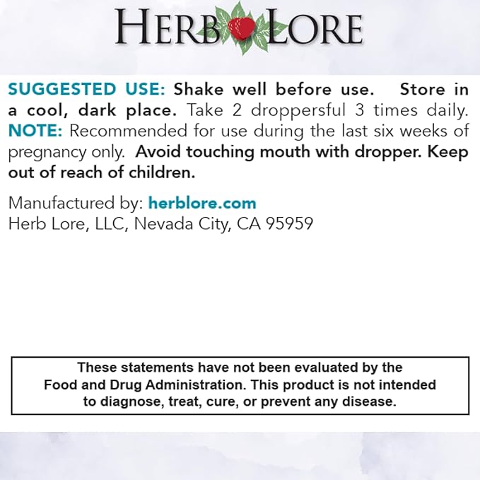 Herb Lore Pregnancy Tea Plus Tincture - Third Trimester Labor Prep Tea for Last 6 Weeks of Pregnancy with Red Raspberry Leaf &amp Partridge Berry (2 fl oz)
