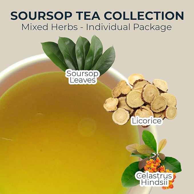 Soursop Leaf Tea with Licorice Root &amp Celastrus Hindsii Re-Steep Whole Leaf 5.22oz Refreshing &amp Sweet Re-Steep Natural Herbal Tea Blend No Sugar Added