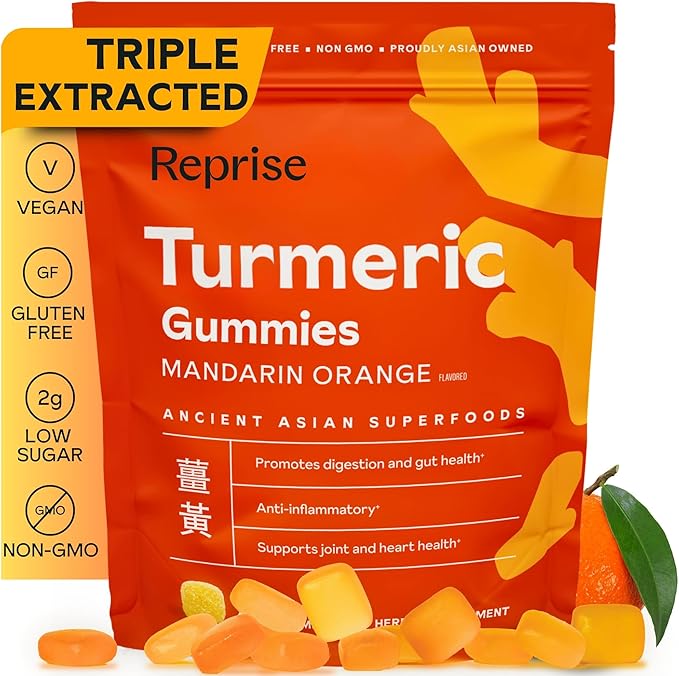 Turmeric Gummies for Women | Turmeric Supplement Gummies for Inflammation | Turmeric Gummies for Adults | Natural Curcumin Low-Sugar Vegan Mandarin Orange Flavor 45 Count