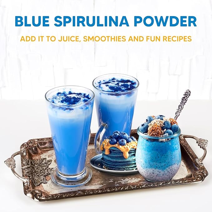 Yogi Super Foods 16oz Blue Spirulina Powder Made from Blue-Green Algae Extract - Superfood Plant Rich Source of Protein for Immune Support Energy Natural Food Coloring for Baking - 1lb Bag