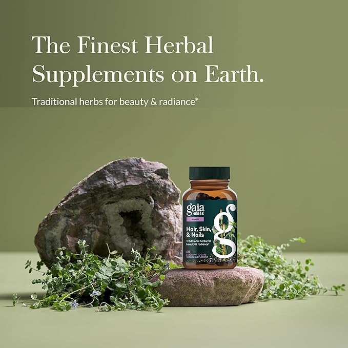Gaia Herbs Hair Skin &amp Nail Support - Supplement to Support Healthy Skin Hair &amp Nail Health* - Astaxanthin Horsetail Gotu Kola &amp Burdock - 60 Vegan Liquid Phyto-Capsules (30 Servings)