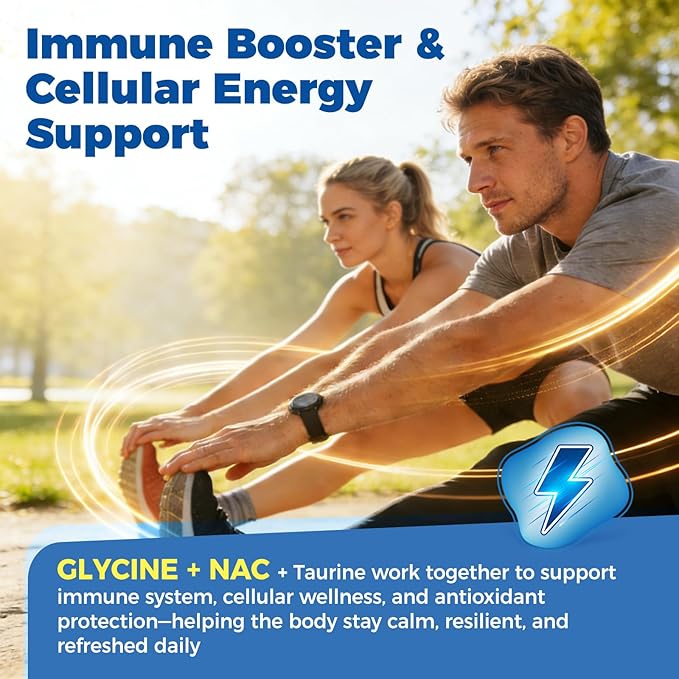 Glycine 3g Gummies Organic L-Glycine with NAC Supplements for Sleep &amp Cellular Support Plus B6 L-Theanine &amp Taurine for Nerve Liver Detox &amp Immune Health Sugar Free Vegan 60 Chews