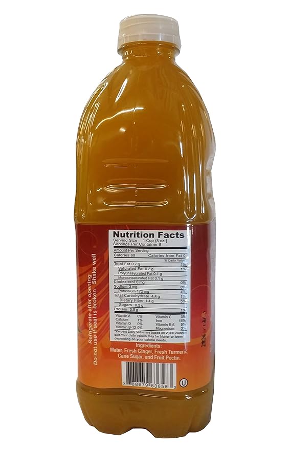 Chef K Inc. | Ginger Punch with Fresh Turmeric | ImmuneBoosting Family Size | 64 oz 4 Pack