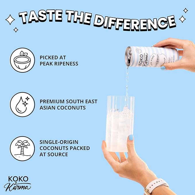 Koko &amp Karma Pure Coconut Water - No added Sugar 12 pack case 8.45oz cans