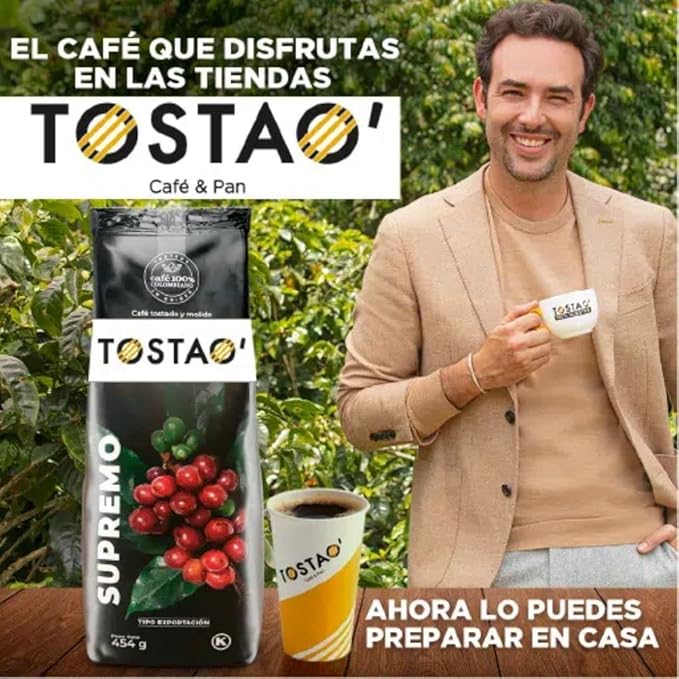 Tostao colombian coffee (2 Pack x340 gr) Light Tostao Cafe Colombiano Selecto roasted and ground Light coffee Colombian Coffee