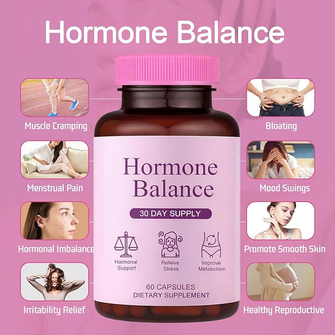 Hormone Balance for Women | Dietary Supplement Supports Healthy Cortisol Levels &amp Stress Relief | Mood Sleep Energy | Ashwagandha Ginseng Maca | 60 Capsules