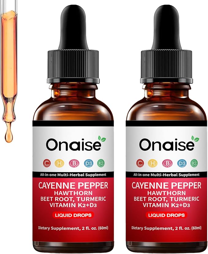 Cayenne Drops - Cayenne Pepper Drops Liquid Supplement with Organic Hawthorn Beet Root Turmeric Vitamin K2 D3