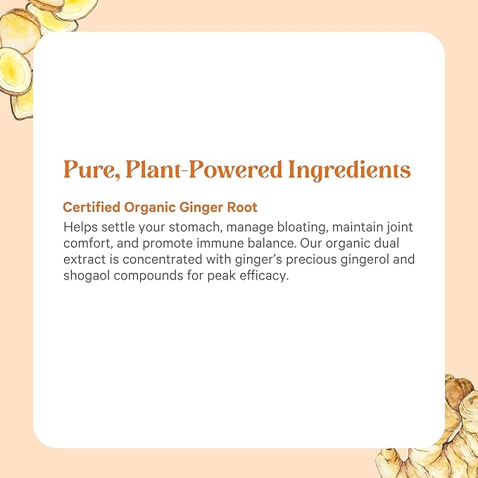 PURE SYNERGY SuperPure Ginger Extract | Organic Ginger Extract Digestive Supplement | for Stomach and Joint Support (60 Capsules)