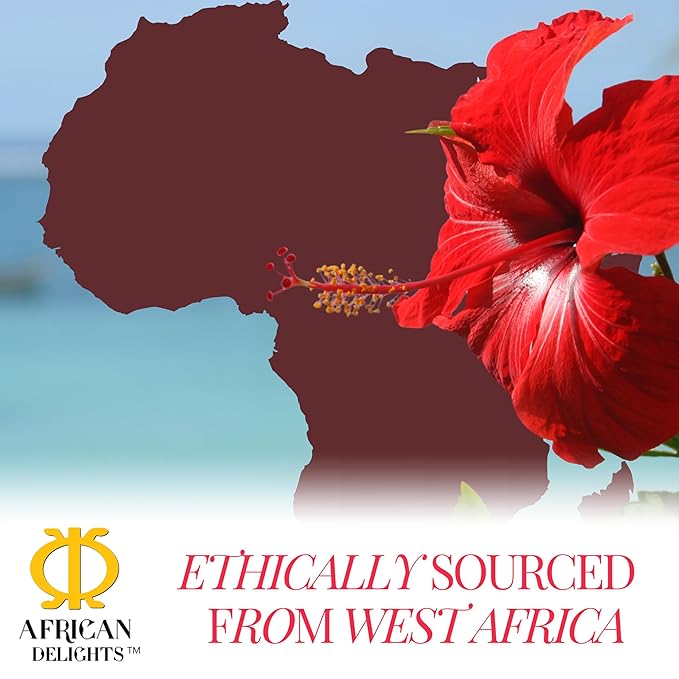 African Delights Hibiscus Tea 16oz – Organic Sorrel Leaves | Flor de Jamaica | Natural Herbal | Edible| Bulk Loose Tea for Brewing