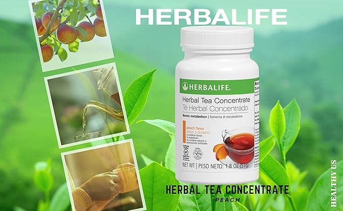 Herbalife Herbal Tea Concentrate: Peach 1.8 Oz. (51g) Gluten Free Naturally Flavored No Artificial Sweetener
