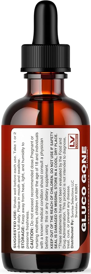(2 Pack) Gluco Gone Drops - Original Premium GlucoGone Liquid Drops All Natural Ingredients Support Advanced Formula for Overall Health &amp Wellness Glucogone Organic Droppers 2 Bottles for 2 Mont