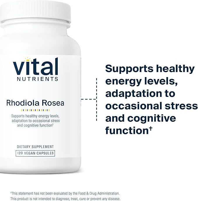 Vital Nutrients Rhodiola Rosea - Rhodiola Supplement for Healthy Energy Memory and Stress Support - Gluten Dairy Soy Free - Non-GMO - 120 Capsules