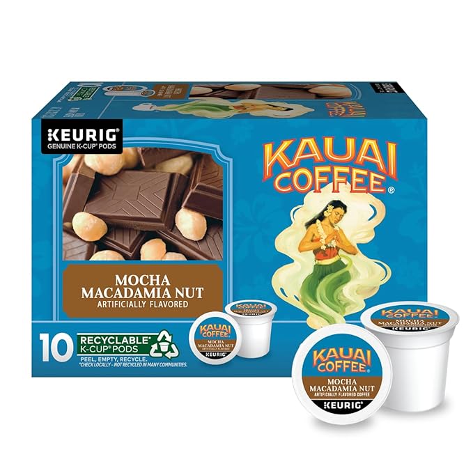 Kauai Coffee Mocha Macadamia Nut Flavor - Compatible with K-Cup Brewers 10 CT (Pack of 3)