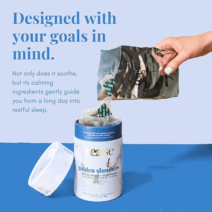 Tease Tea Herbal Sleep Tea - Golden Slumbers Calming and Relaxing Tea Best Sleep Aid Tea Caffeine Free Calming Tea Made with Rooibos Lemon and Peppermint for a Better Quality Deep Sleep
