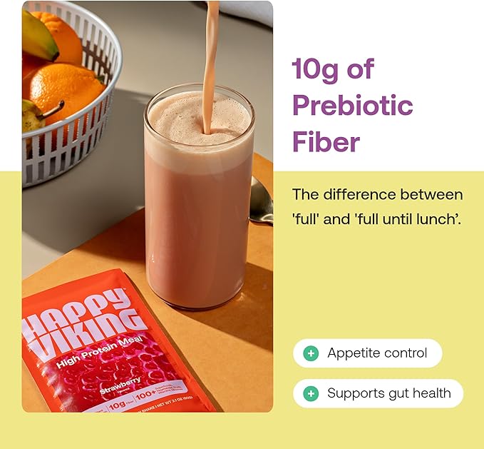 Happy Viking Plant-Based Protein Powder +100 Superfoods Berry Parfait Meal Replacement Shake Created by Venus Williams 30g Plant Protein 10g Fiber Vegan Gluten-Free Non-GMO 15 Meals