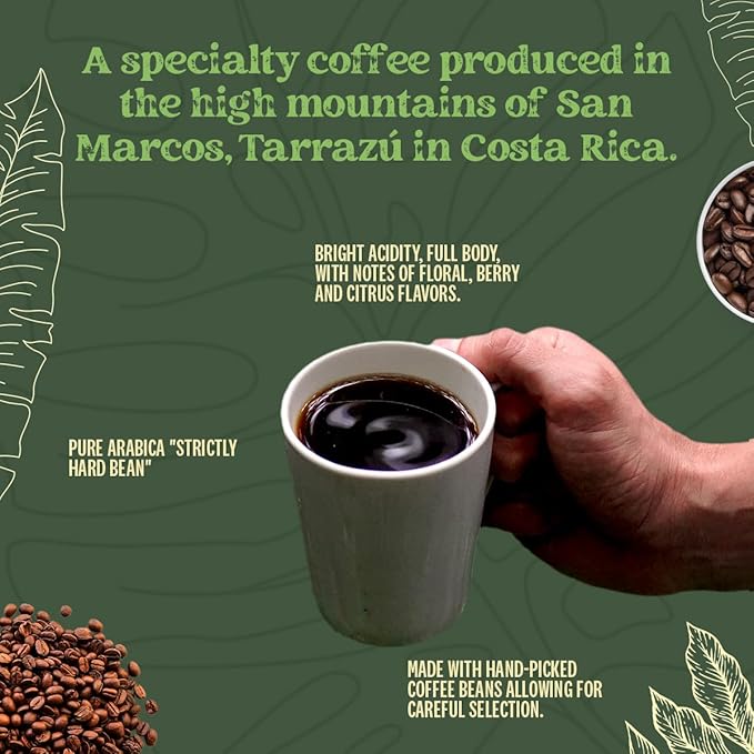 Kwiso Coffee Classic Tarrazu Costa Rica Single Origin 100% Arabica – Medium Roast Ground Gourmet Specialty Coffee 17.6 oz