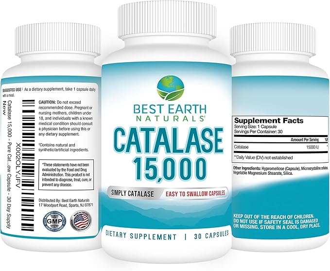 Best Earth Naturals Catalase Supplement 15000 - Hair Supplements for Strong Hair - 30-Day Supply