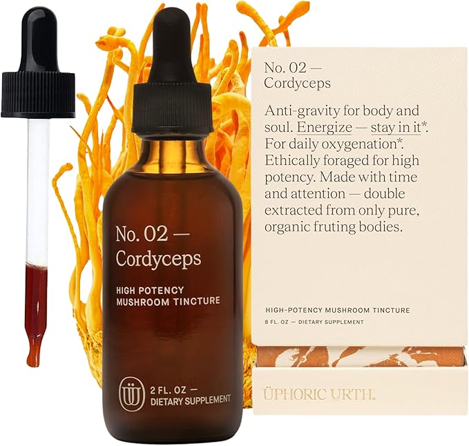 Cordyceps Mushroom Extract - Double Extracted Fruitbody Mushroom Tincture | Natural Support for Stamina Endurance Oxygen Uptake Cardiac Function Respiratory Health (60 Servings)