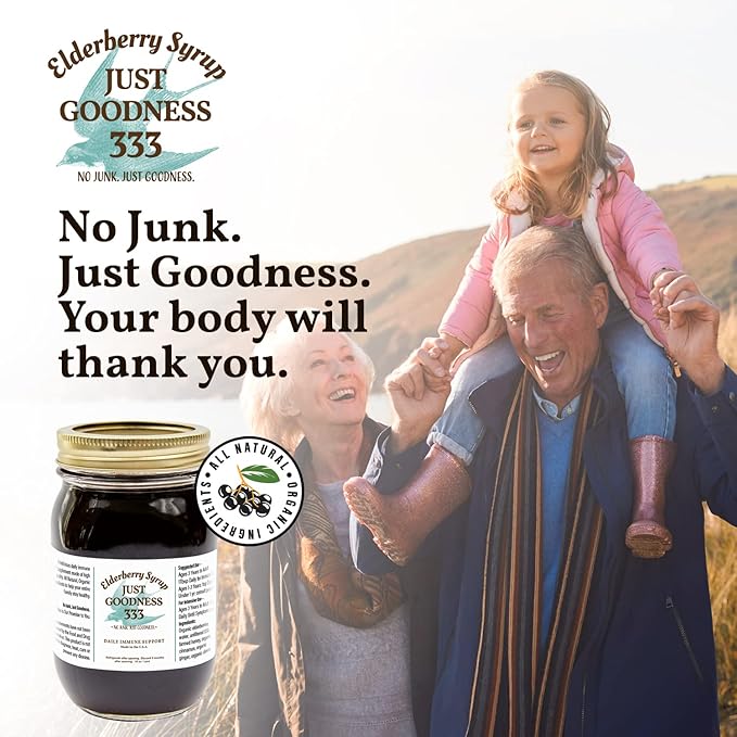 All Natural Elderberry Syrup (16 fl oz) for Adults and Kids Daily Immune Support Herbal Supplement with Antioxidants Organic Sambucus Elderberry