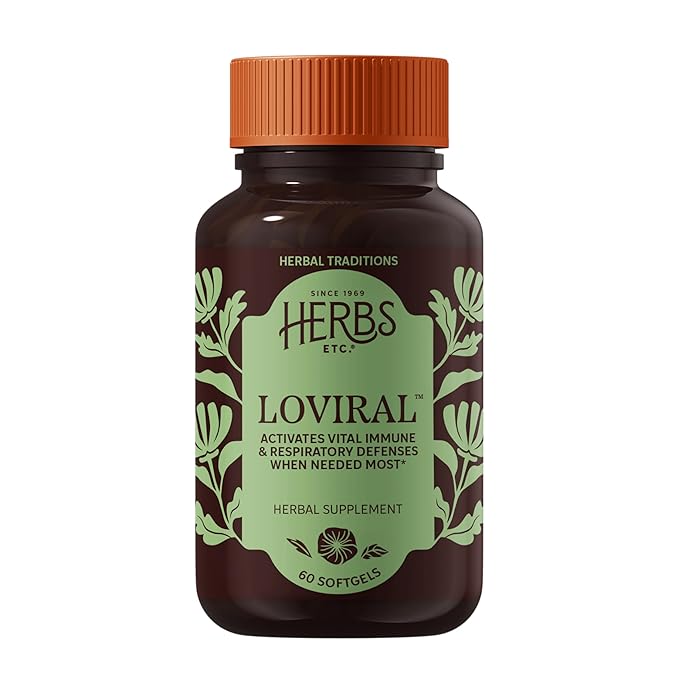 Herbs Etc. Loviral - Lung Health Supplement for Respiratory Defense &amp Support - Herbal Supplement with Lomatium Pelargonium &amp OSHA - Gluten-Free - 60 Softgels (60 Servings)