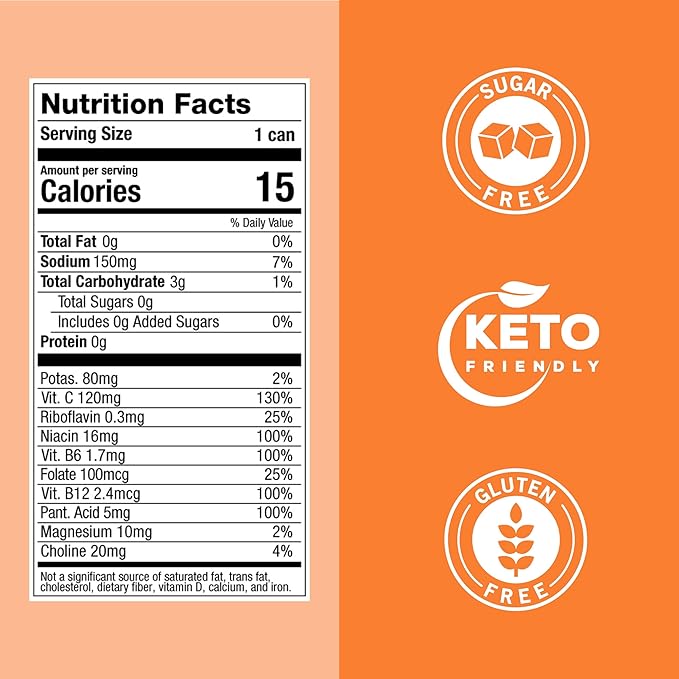 ZOA Zero Sugar Energy Drinks - Wild Orange | Healthy Energy Formula with Natural Caffeine Daily Vitamin C Essential B-Vitamins | Gluten-Free Keto Friendly | 16 Ounce Cans (Pack Of 12)