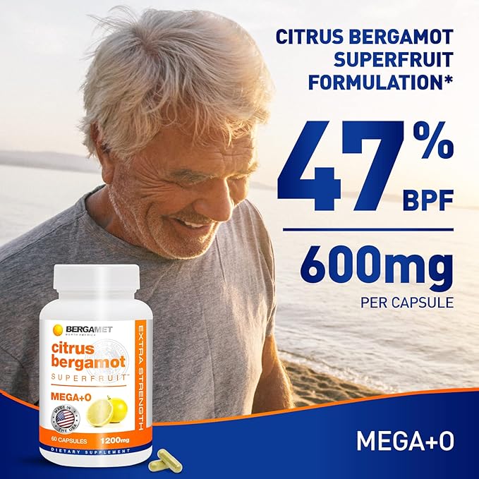 BergaMet Citrus Bergamot Supplement 170:1 Extract 1200mg per Serving 80% Polyphenols Italian Citrus Bergamot 180 Capsules 3 Months Made in the USA