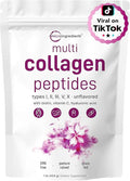 Micro Ingredients Multi Collagen Peptides Powder 1lb – Hydrolyzed Type IIIIIIVX with Biotin Hyaluronic Acid Vitamin C – Unflavored Collagen for Women &amp Men Easy Dissolve 41 Servings