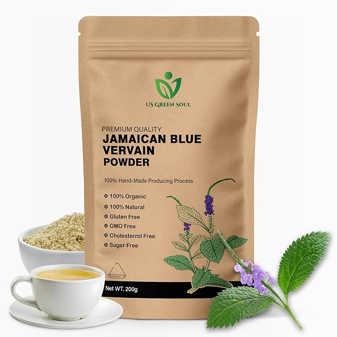 Jamaican Blue Vervain Tea - 100% Pure Healthy Wild-Crafted Herbal Leaf for Teas and Wellness Well Cleaned Leaves Tea